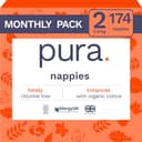Pura Eco babyluiers - maat 2 (3-6 kg, 6 x 29 luiers in totaal), maandverpakking, ultrazachte luiers voor de gevoelige huid, biologisch katoen, vochtigheidsindicator, naveluitsparing
