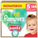 Pampers Harmonie broekjes maat 5 (12-17 kg), 144 luiers, 1 maandverpakking, 100% Pampers-absorptie en plantaardige ingrediënten, hypoallergeen, nu met meer slipjes