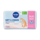 NIVEA BABY biologisch afbreekbare doekjes Soft & Cream economische verpakking, 2x 57 stuks