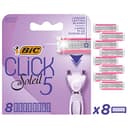 Bic Click 5 Soleil Razor navullingen voor dames, 3 beweegbare mesjes en smeerstrip - doos met 8 patronen, paars, 8 stuks (pak van 1)