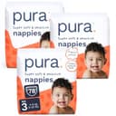 Pura babyluiers maat 3, 78 stuks, 4-9 kg/9-20 lbs, Cloud Soft Premium-luiers voor hypoallergene en gevoelige huid, toxinevrij*, Blowout Blocker™, tot 12 uur lekbescherming